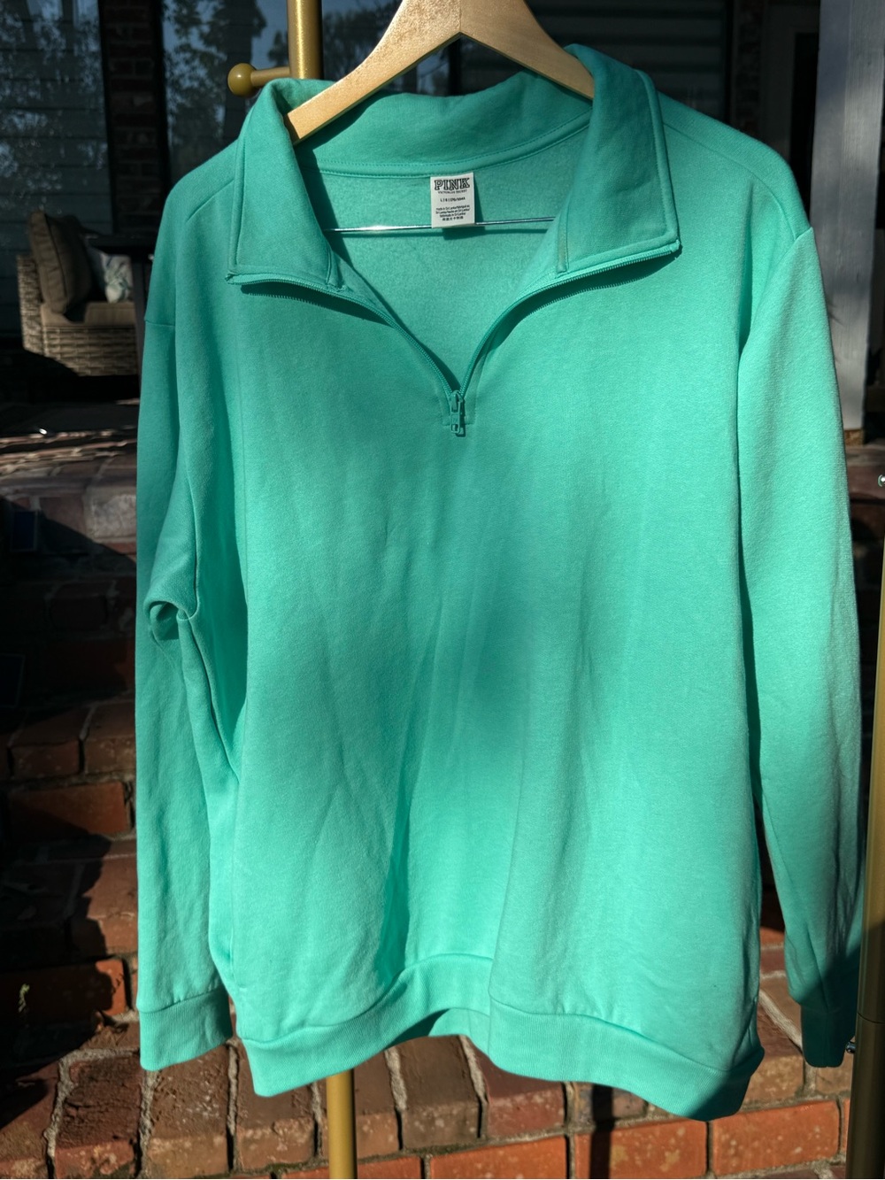 PINK Victoria's Secret Mint-Teal Quarter-Zip Pullover